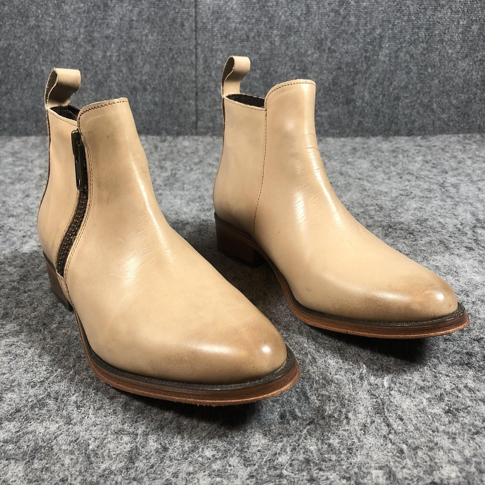 Hardy Chelsea Boots Women's 9.5 Beige‎ Leather Side Zip Dress Made in Mexico